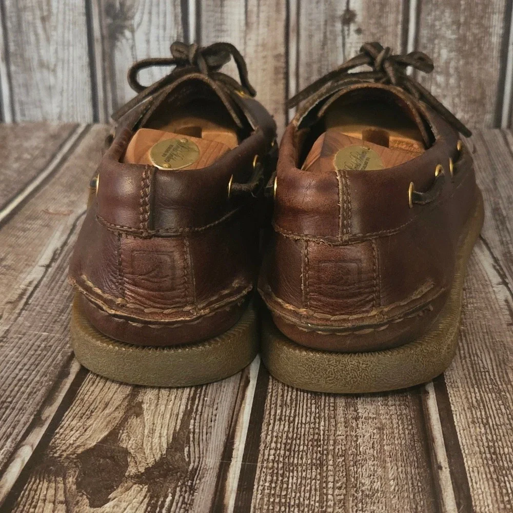 Sz 10 M Mens Sperry Authentic Original Dark Brown Leather Boat Shoes VGUC